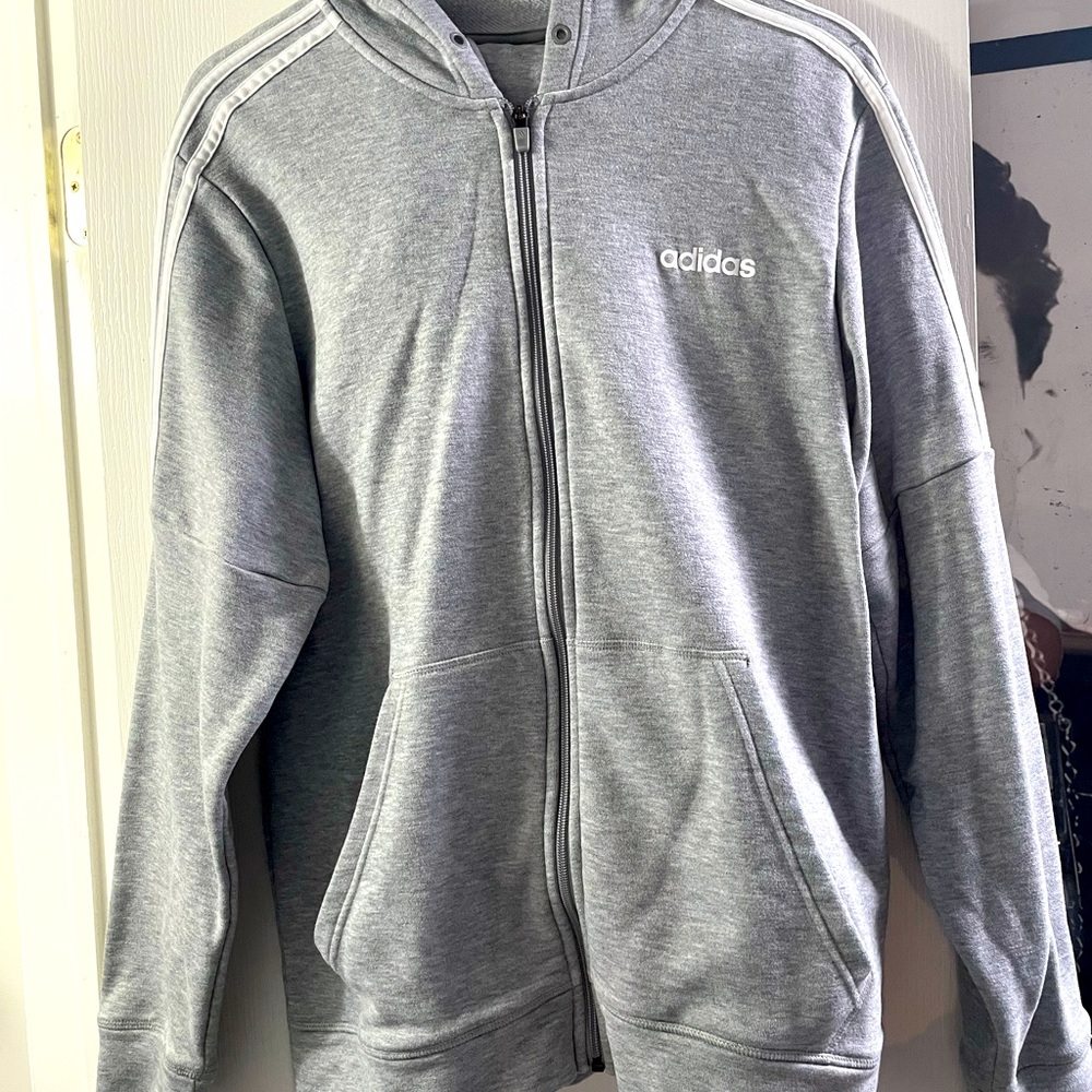 Adidas zip up tracksuit grey size L